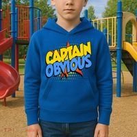 Captain Obvious Sarcastic Funny Superhero Easy Costume Kids Hoodie thumb 2