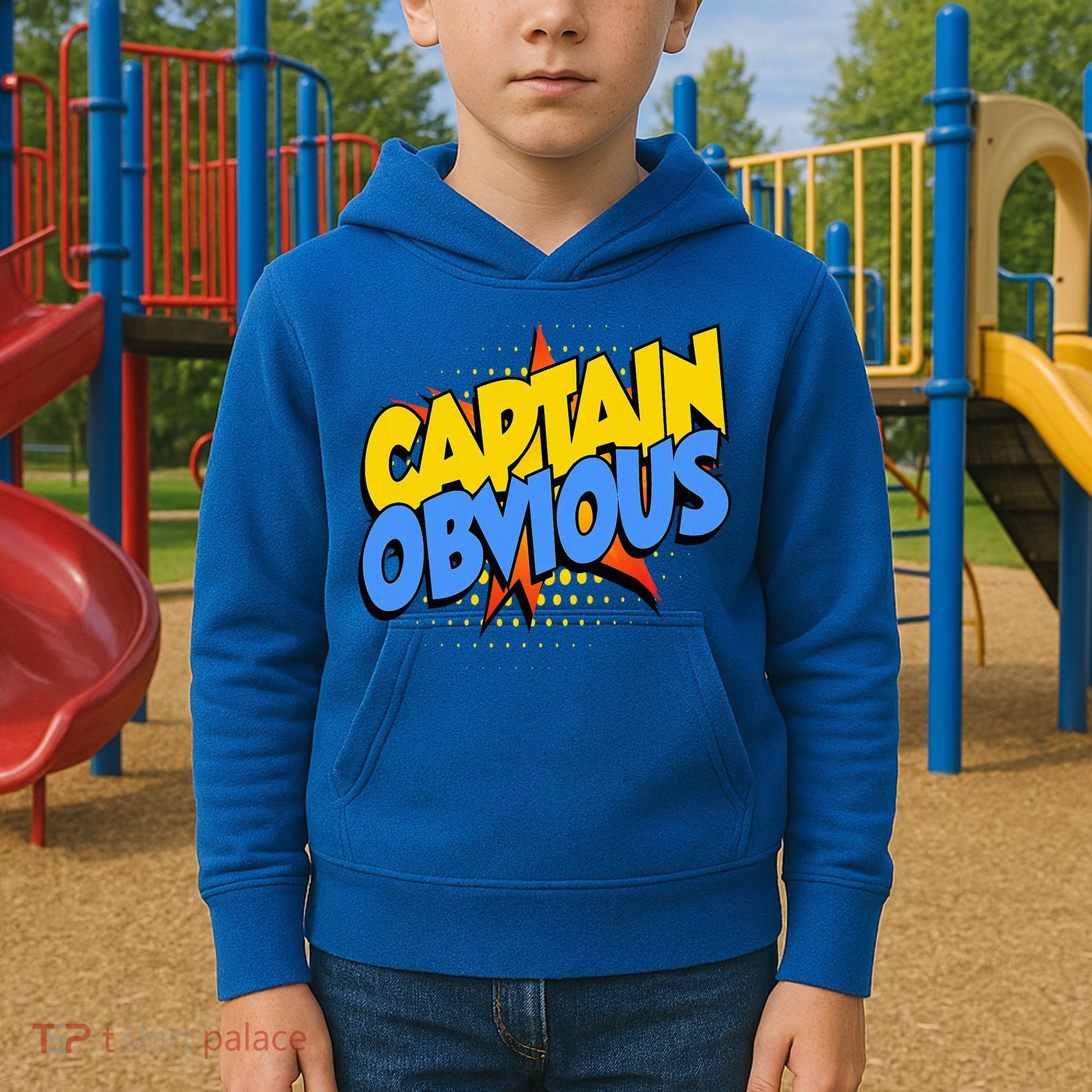 Captain Obvious Sarcastic Funny Superhero Easy Costume Kids Hoodie