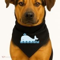 Cute Ocean Sea Life Whale USA-Made Doggie Bandana thumb 1