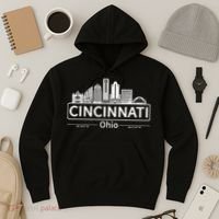 Cincinnati Ohio Skyline Travel To Cincinnati Hoodie thumb 3