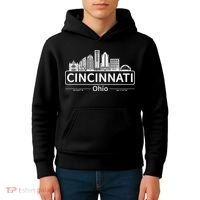 Cincinnati Ohio Skyline Travel To Cincinnati Kids Hoodie thumb 4