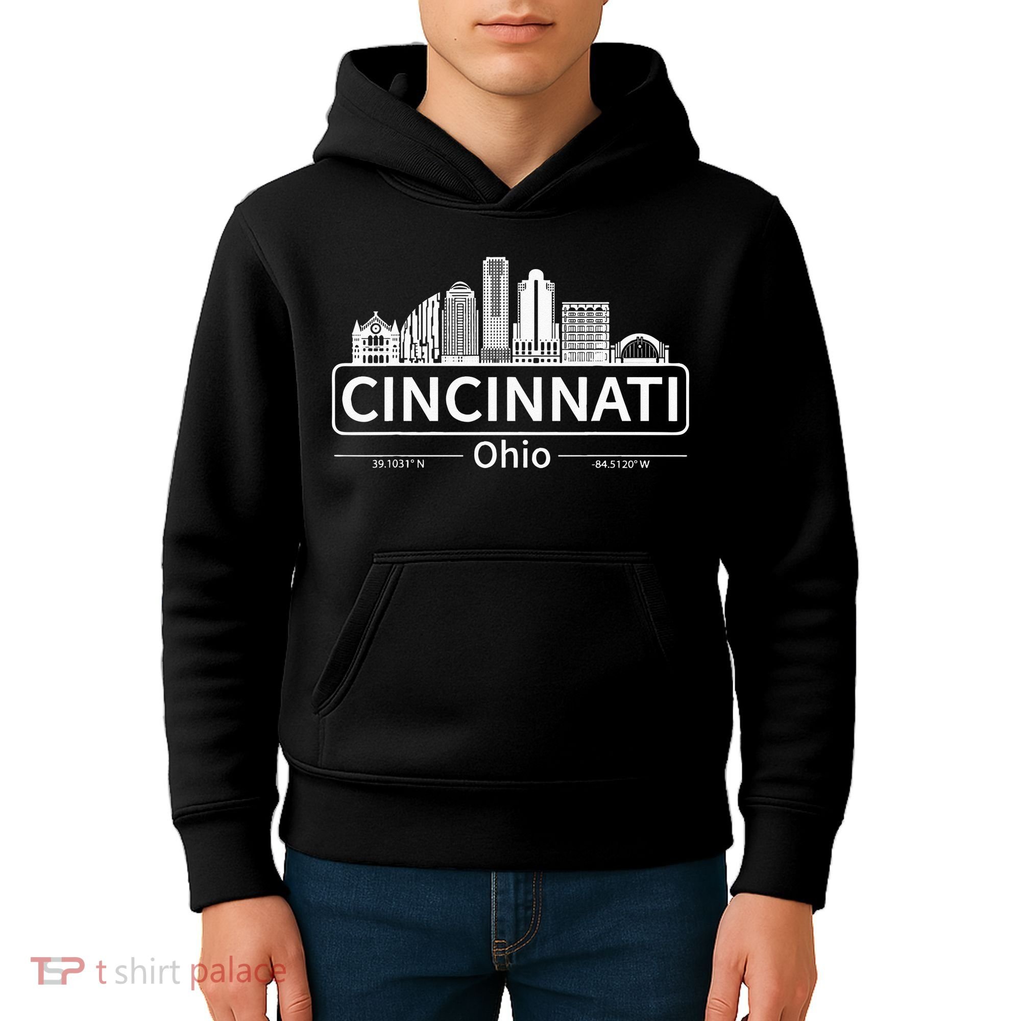 Cincinnati Ohio Skyline Travel To Cincinnati Kids Hoodie
