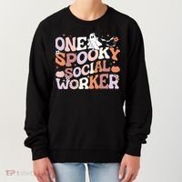Cute One Spooky Social Worker Ghost Halloween Women's Sweatshirt thumb 0