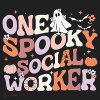 Cute One Spooky Social Worker Ghost Halloween Women's Sweatshirt thumb 2