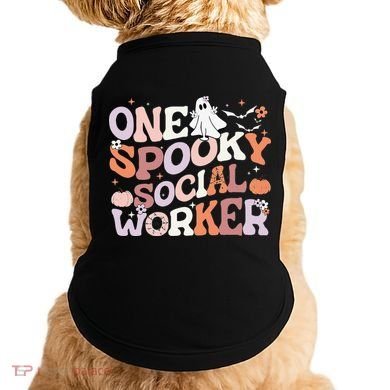 Cute One Spooky Social Worker Ghost Halloween Doggie Tank