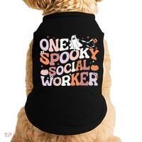 Cute One Spooky Social Worker Ghost Halloween Doggie Tank thumb 0