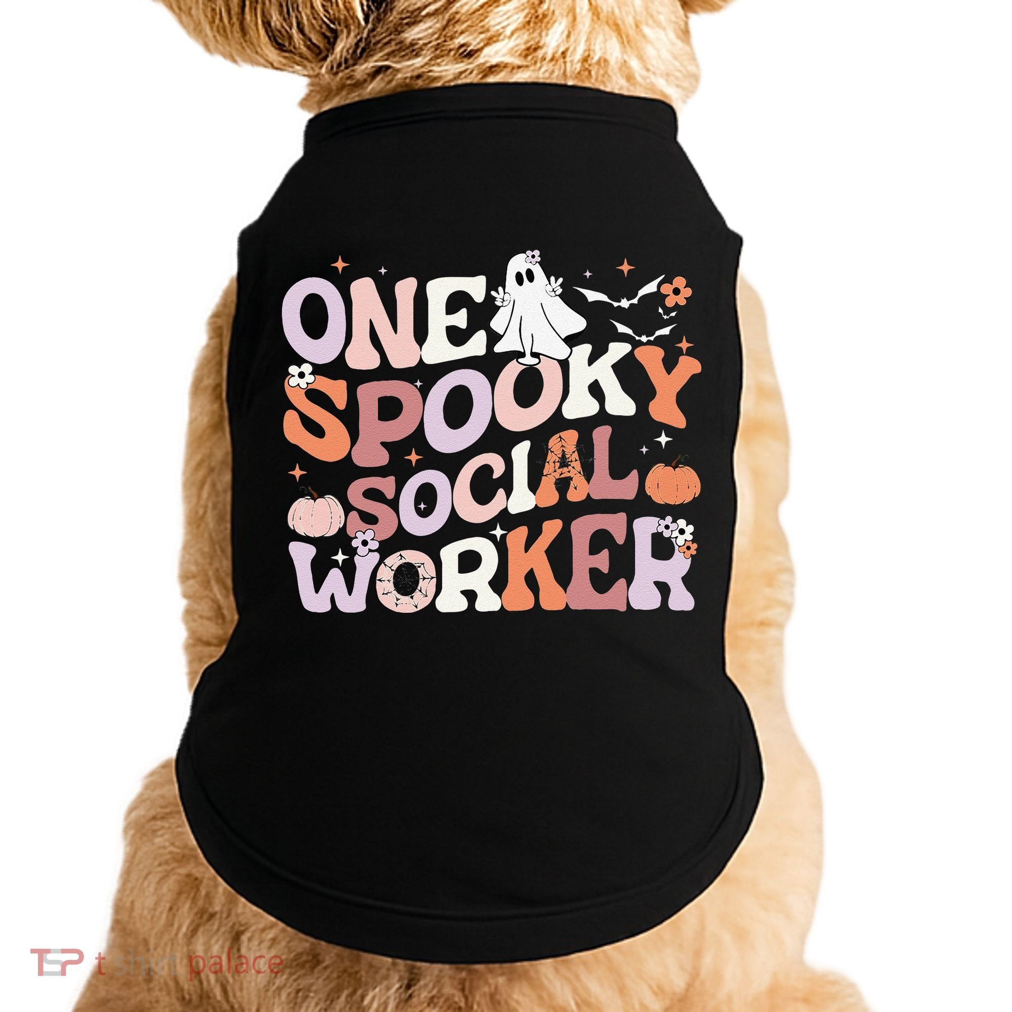 Cute One Spooky Social Worker Ghost Halloween Doggie Tank