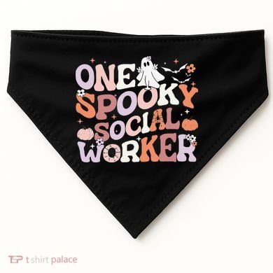 Cute One Spooky Social Worker Ghost Halloween USA-Made Doggie Bandana
