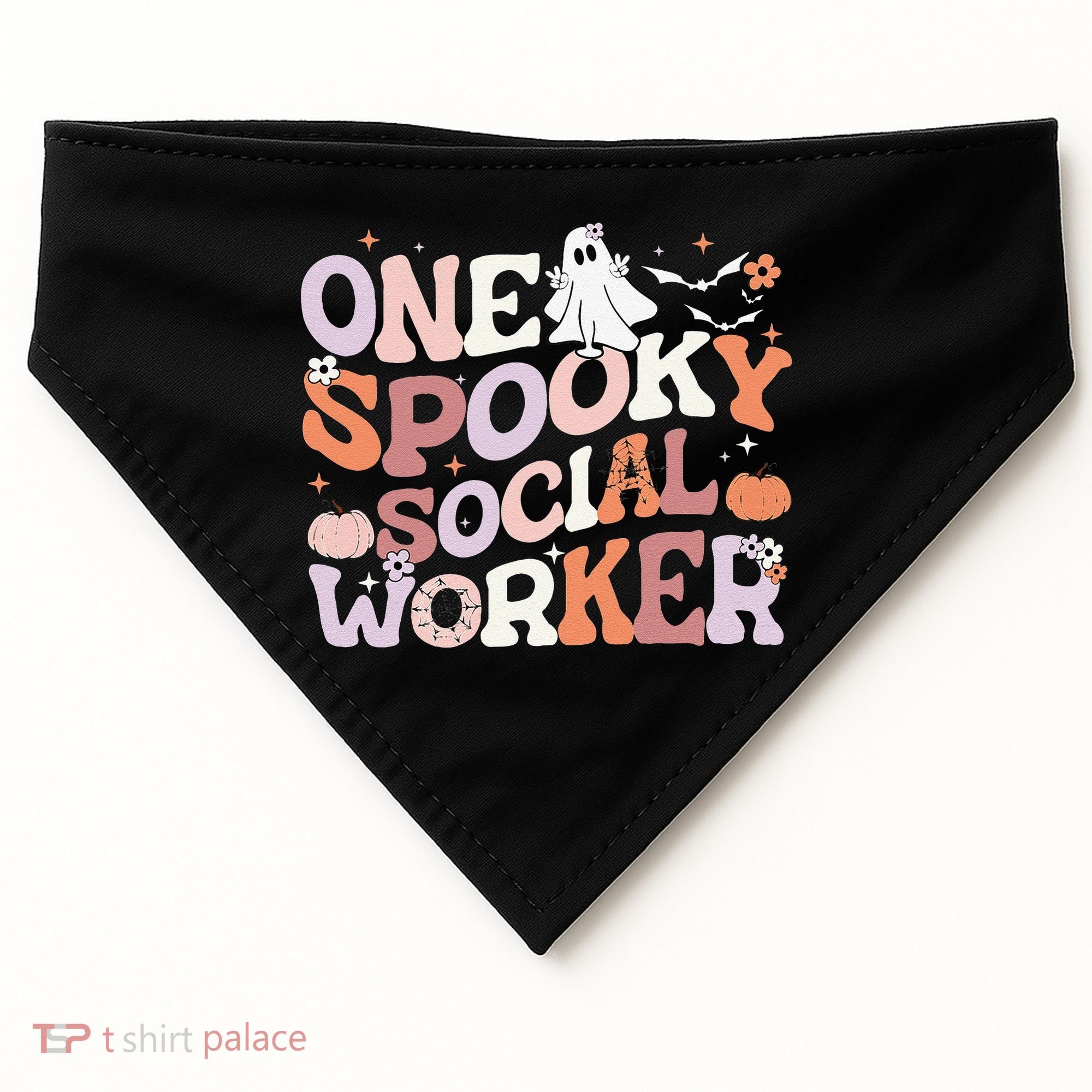 Cute One Spooky Social Worker Ghost Halloween USA-Made Doggie Bandana