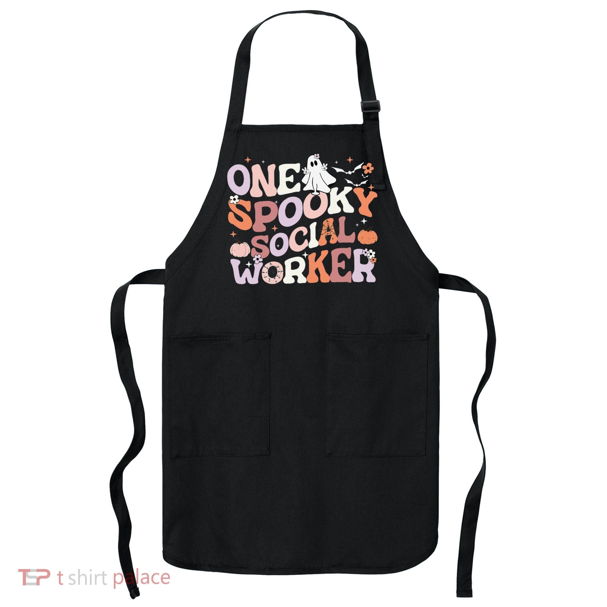 Cute One Spooky Social Worker Ghost Halloween Apron