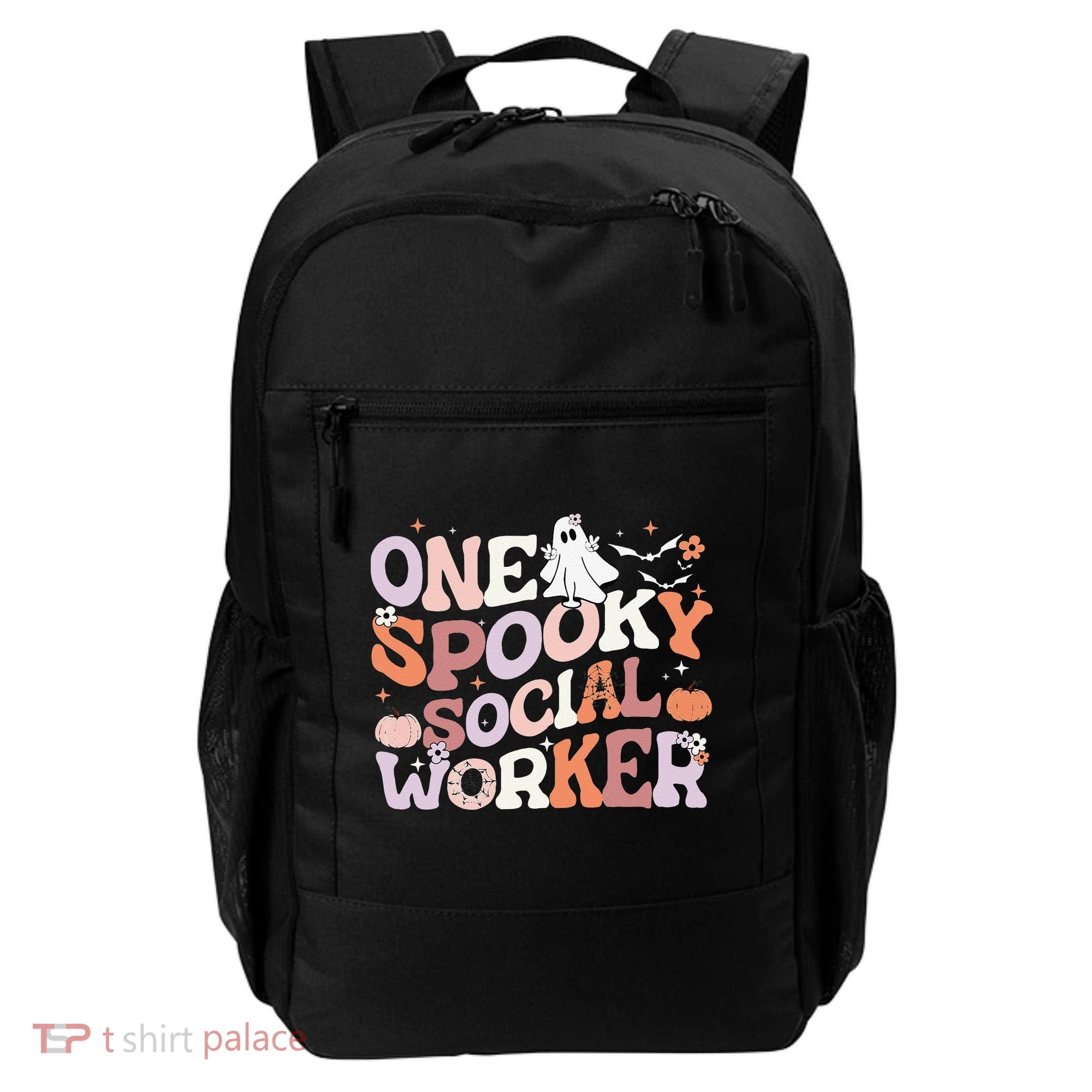 Cute One Spooky Social Worker Ghost Halloween Backpack
