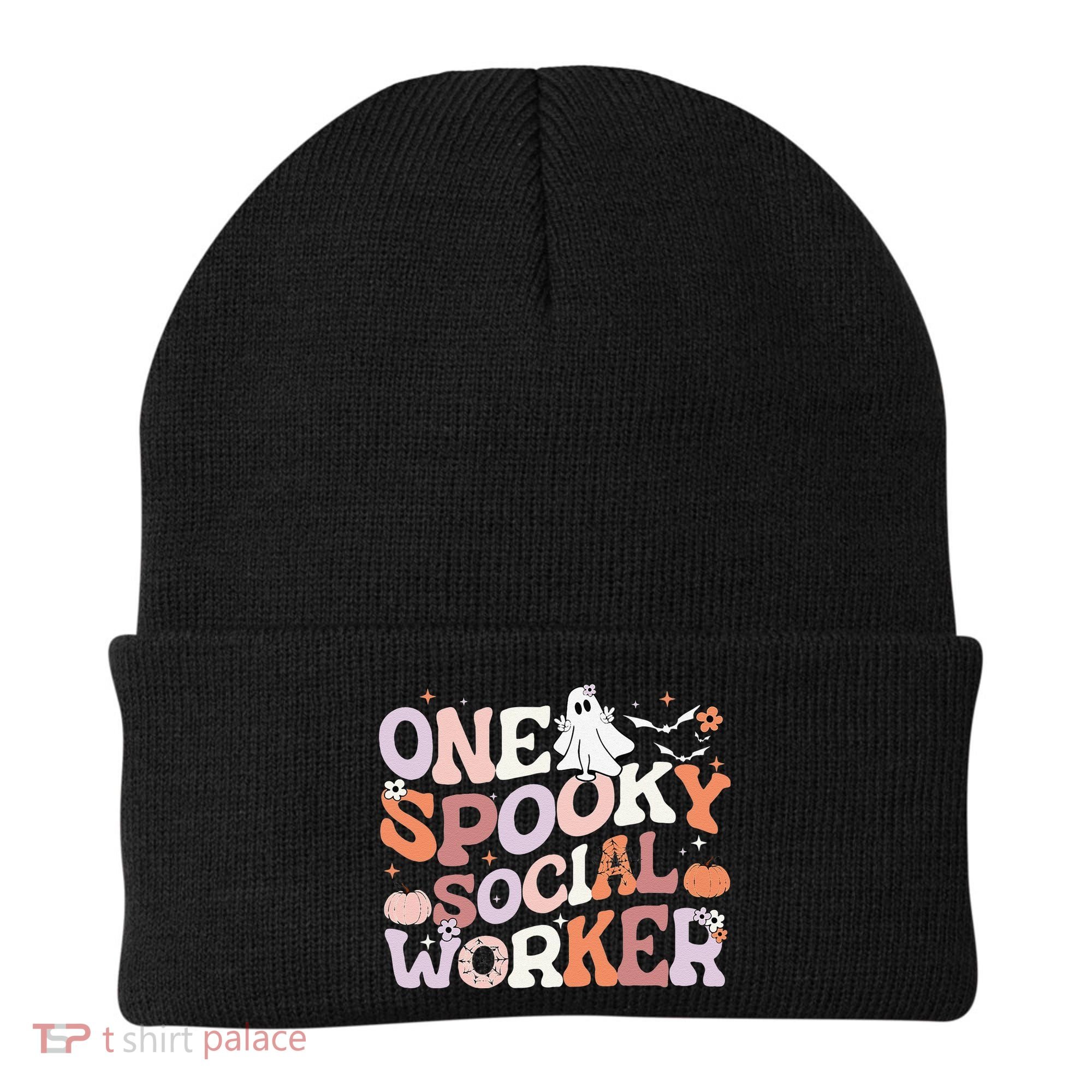 Cute One Spooky Social Worker Ghost Halloween Beanie