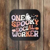 Cute One Spooky Social Worker Ghost Halloween Coaster thumb 0