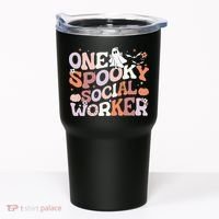 Cute One Spooky Social Worker Ghost Halloween Tumbler thumb 0