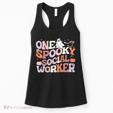 Cute One Spooky Social Worker Ghost Halloween Women's Tank Top