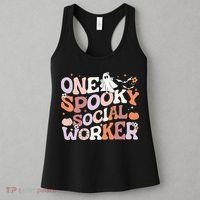 Cute One Spooky Social Worker Ghost Halloween Women's Tank Top thumb 3