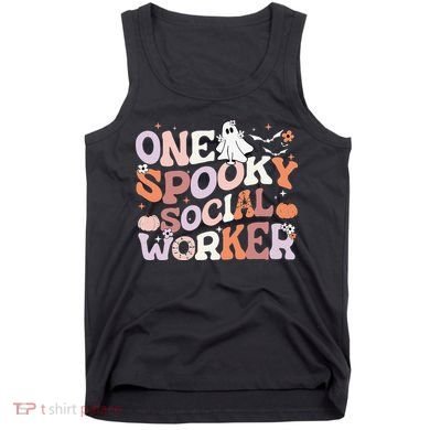 Cute One Spooky Social Worker Ghost Halloween Tank Top