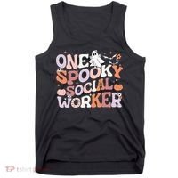 Cute One Spooky Social Worker Ghost Halloween Tank Top thumb 0