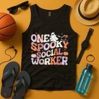 Cute One Spooky Social Worker Ghost Halloween Tank Top thumb 4