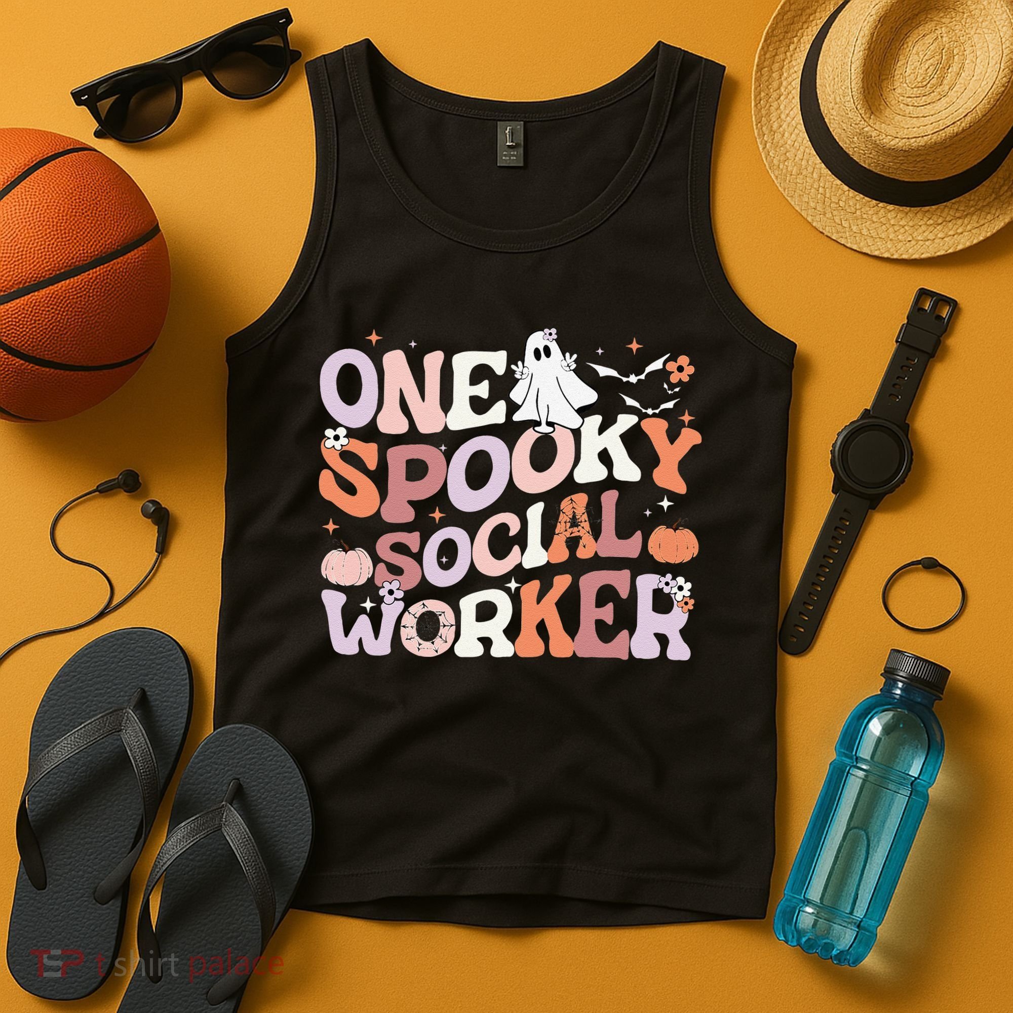 Cute One Spooky Social Worker Ghost Halloween Tank Top