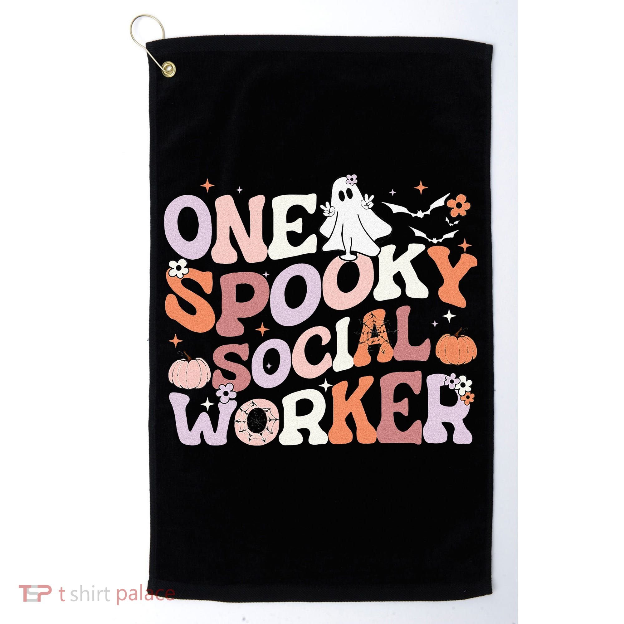 Cute One Spooky Social Worker Ghost Halloween Golf Towel