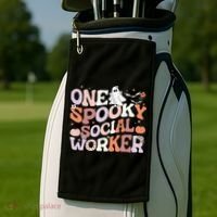 Cute One Spooky Social Worker Ghost Halloween Golf Towel thumb 2
