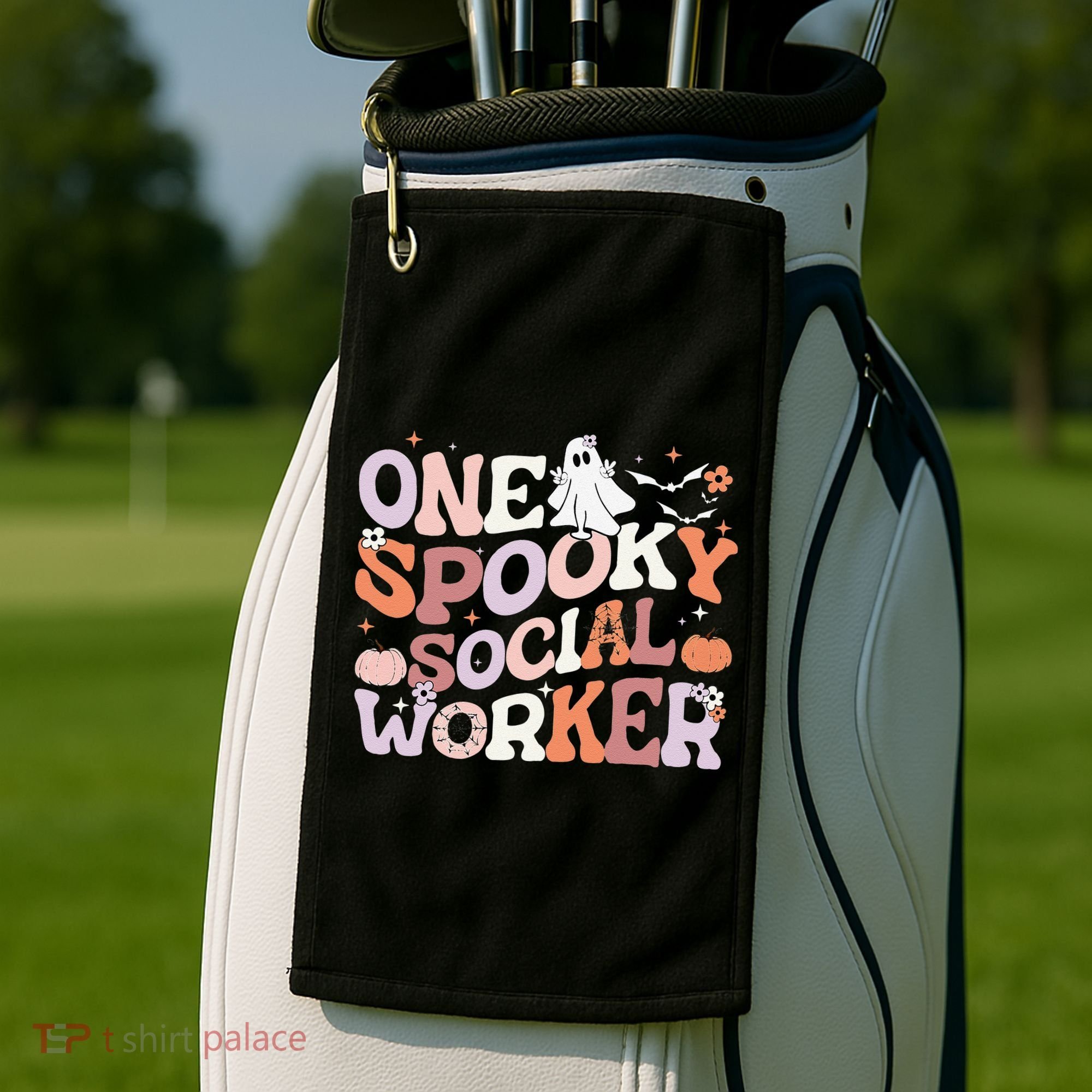 Cute One Spooky Social Worker Ghost Halloween Golf Towel