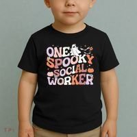 Cute One Spooky Social Worker Ghost Halloween Toddler T-Shirt thumb 2