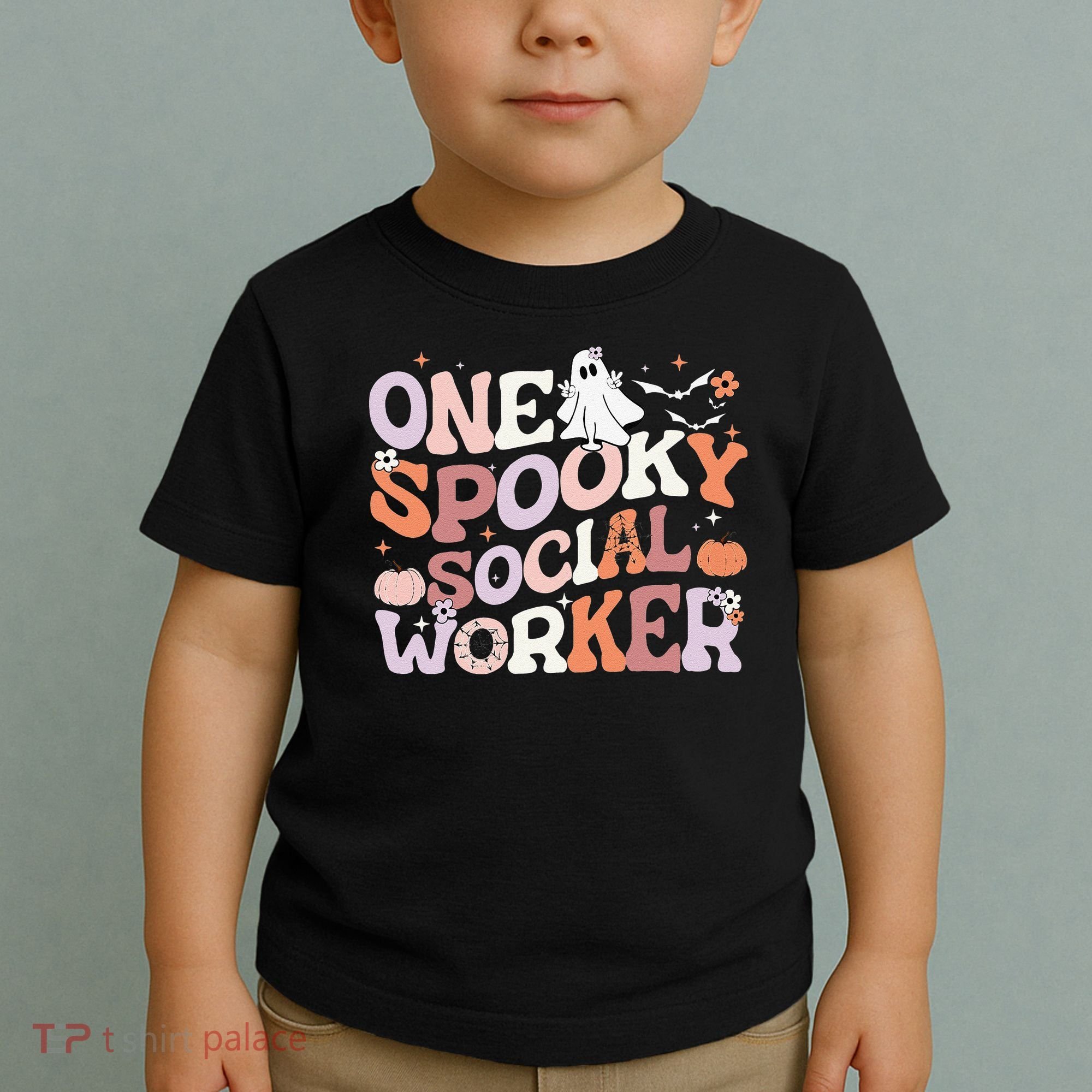 Cute One Spooky Social Worker Ghost Halloween Toddler T-Shirt