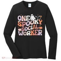 Cute One Spooky Social Worker Ghost Halloween Women's Long Sleeve Shirt thumb 0
