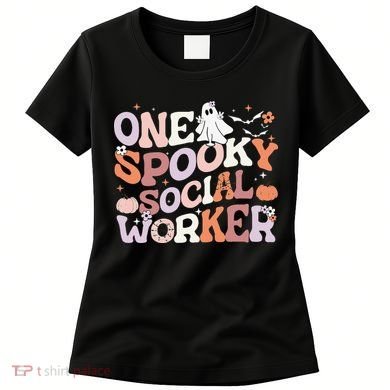 Cute One Spooky Social Worker Ghost Halloween Women's T-Shirt