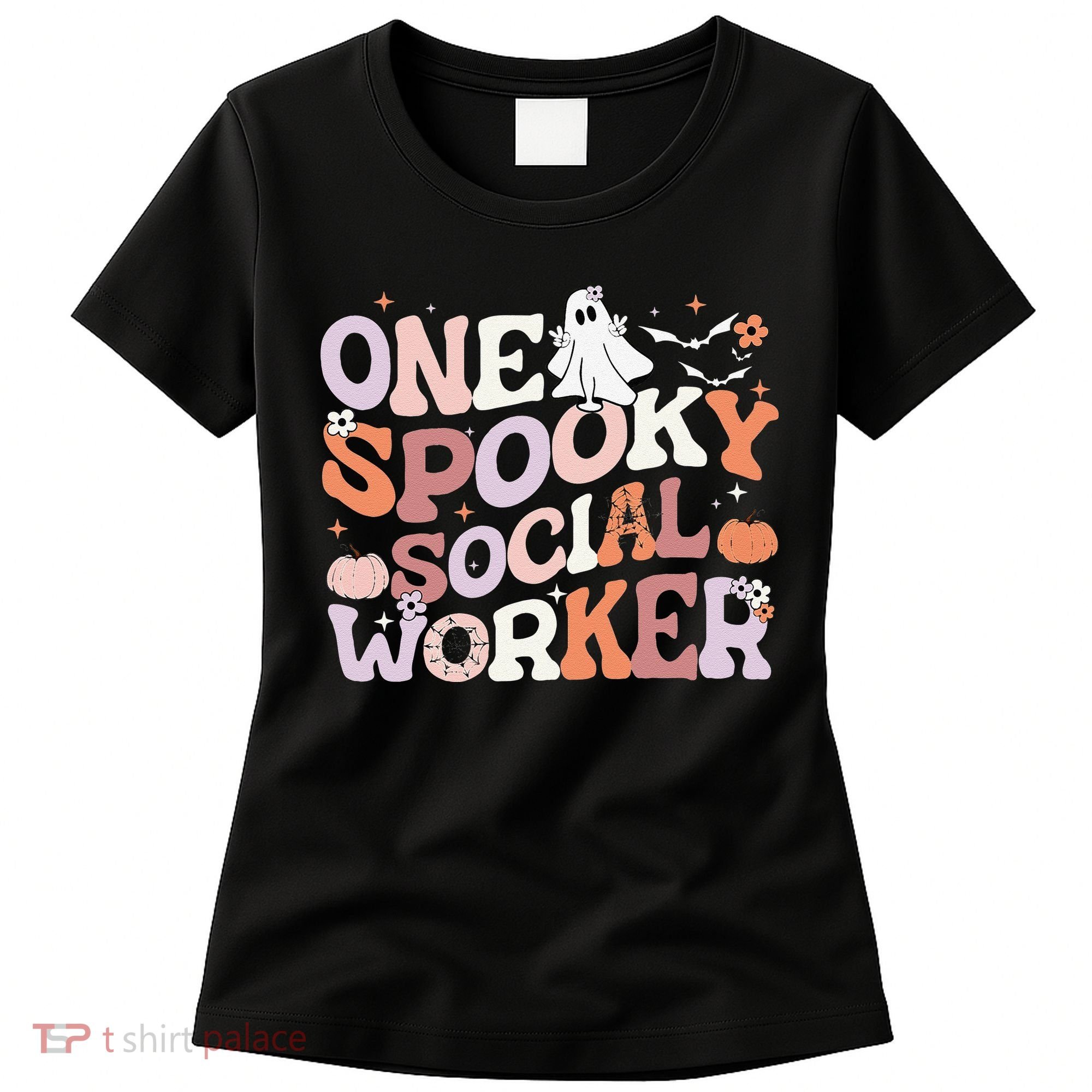 Cute One Spooky Social Worker Ghost Halloween Women's T-Shirt