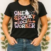 Cute One Spooky Social Worker Ghost Halloween Women's T-Shirt thumb 2