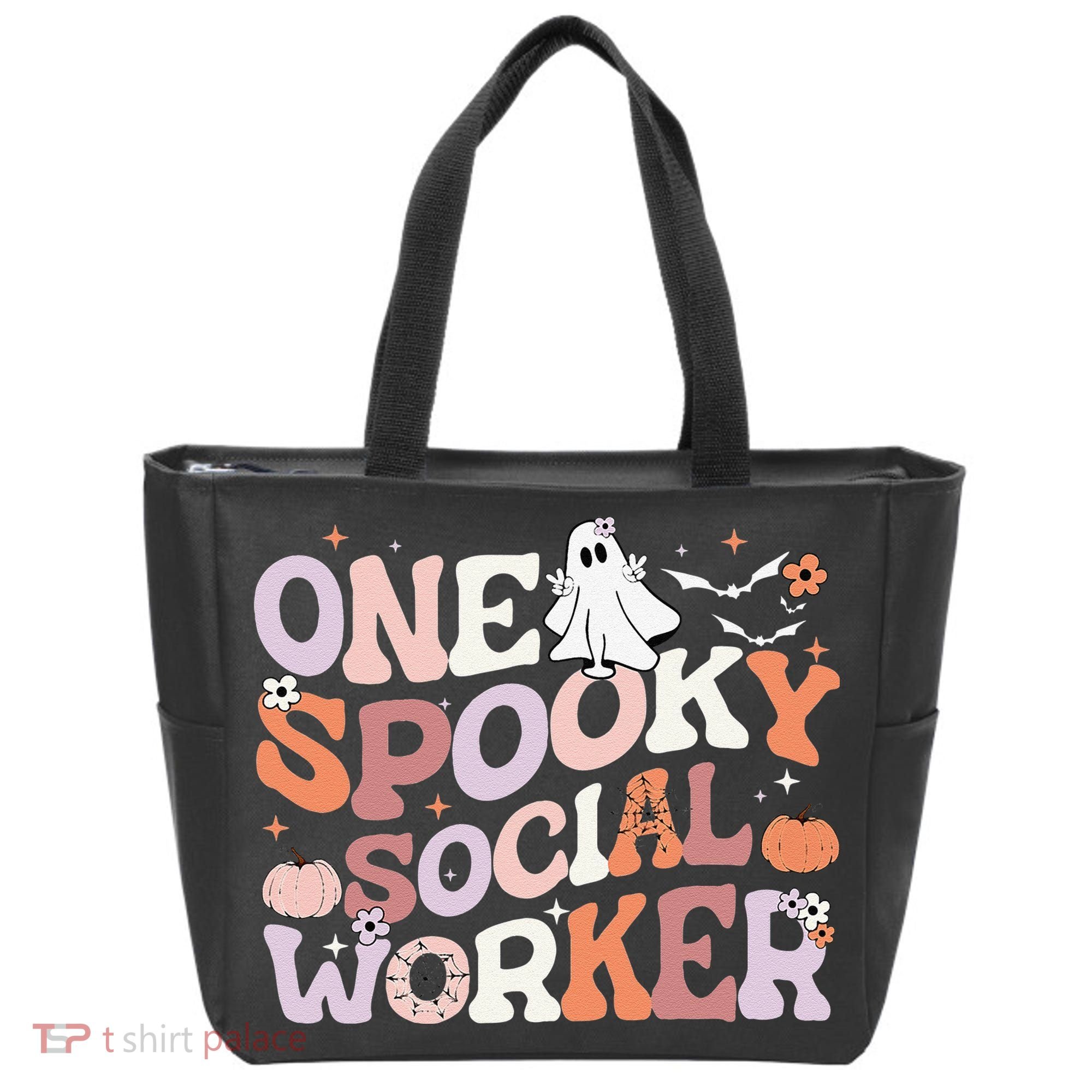 Cute One Spooky Social Worker Ghost Halloween Tote Bag