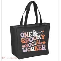 Cute One Spooky Social Worker Ghost Halloween Tote Bag thumb 2