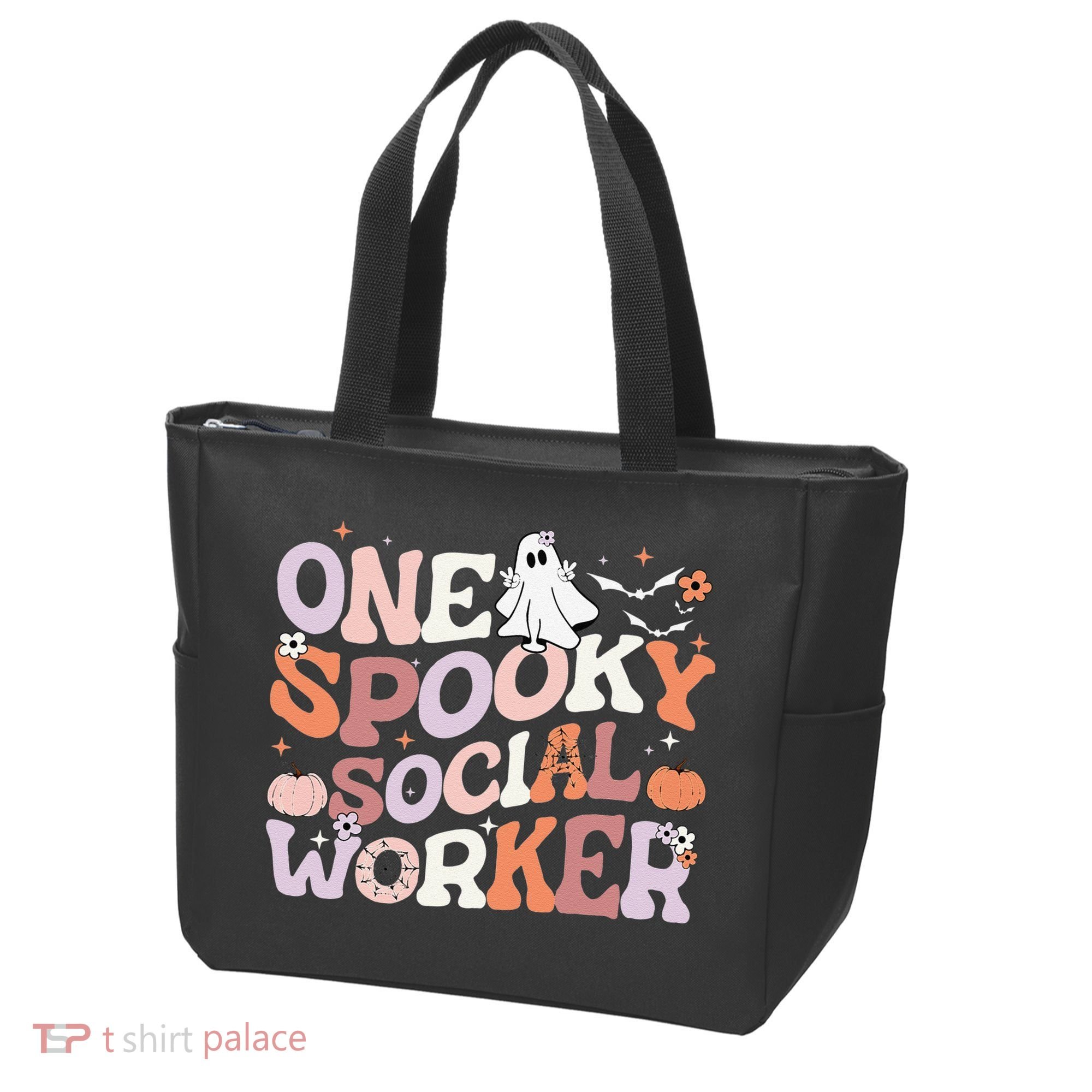 Cute One Spooky Social Worker Ghost Halloween Tote Bag
