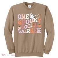 Cute One Spooky Social Worker Ghost Halloween Sweatshirt thumb 0