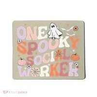 Cute One Spooky Social Worker Ghost Halloween Mousepad thumb 0