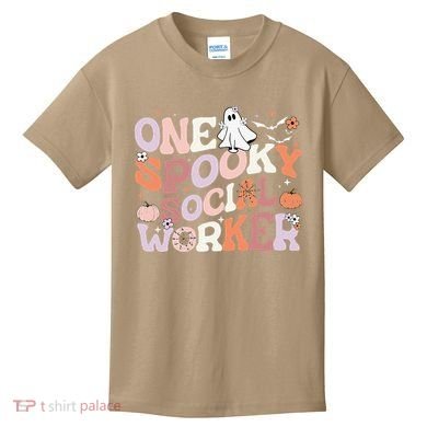 Cute One Spooky Social Worker Ghost Halloween Kids T-Shirt