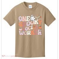 Cute One Spooky Social Worker Ghost Halloween Kids T-Shirt thumb 0