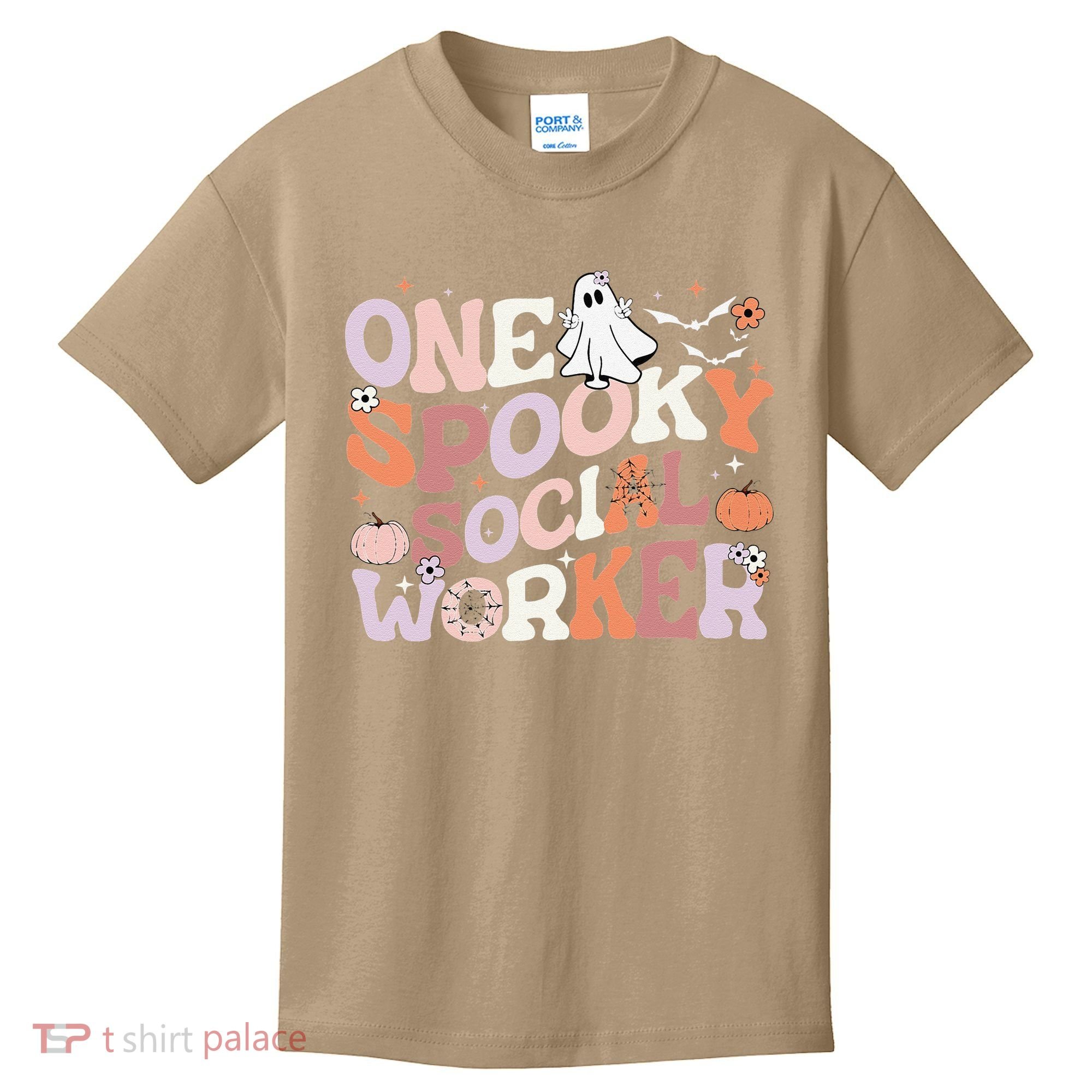 Cute One Spooky Social Worker Ghost Halloween Kids T-Shirt