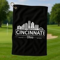 Cincinnati Ohio Skyline Travel To Cincinnati Golf Towel thumb 1