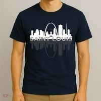 City of St Louis Missouri Skyline Art Gateway Arch Graphic T-Shirt thumb 3