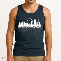 City of St Louis Missouri Skyline Art Gateway Arch Graphic Tank Top thumb 3