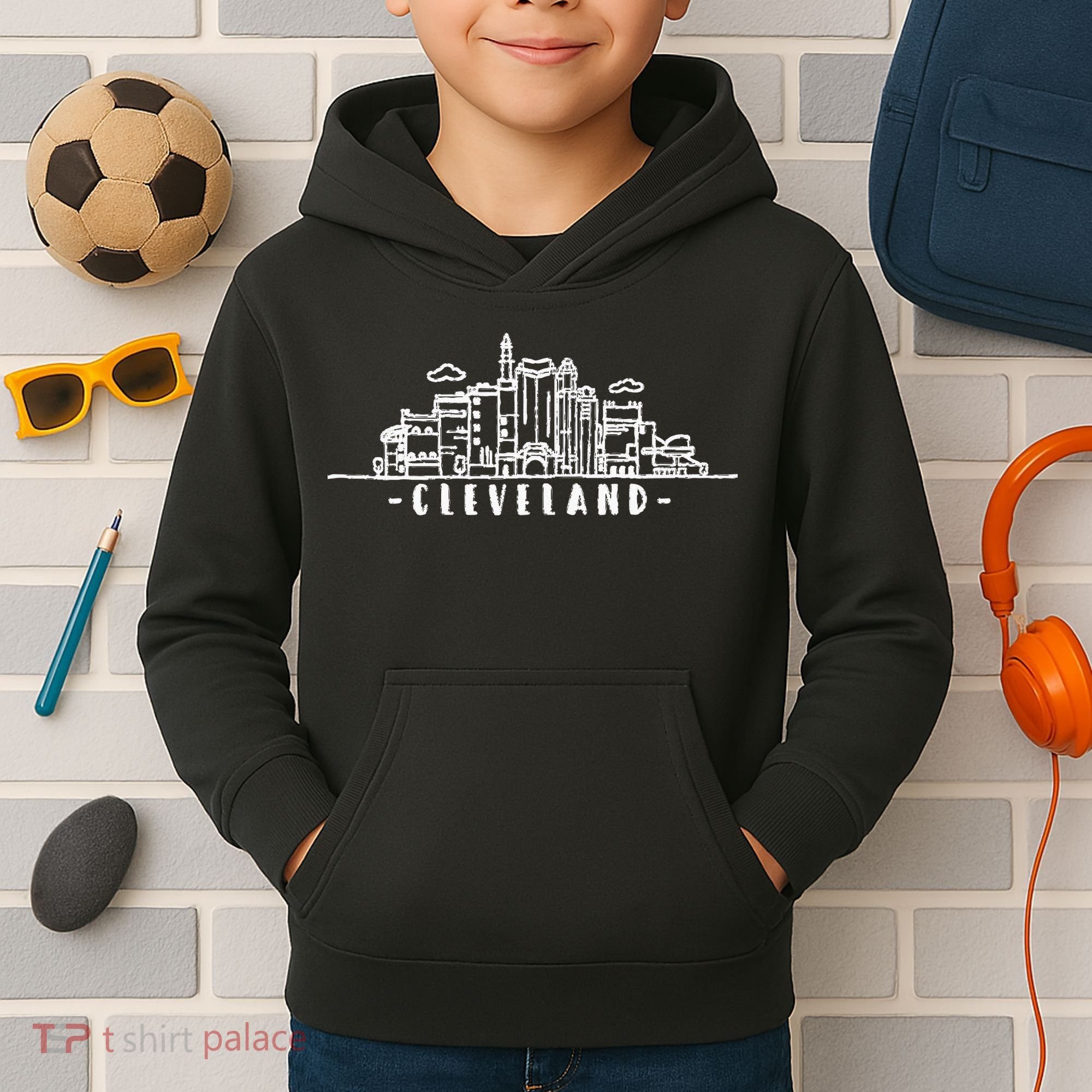 Cleveland Ohio Skyline Kids Hoodie