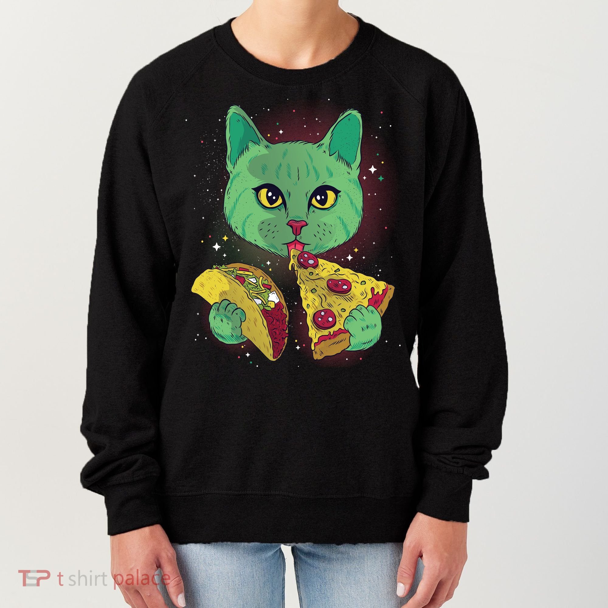 Cosmic Pizza Taco Space Cat Women's Sweatshirt