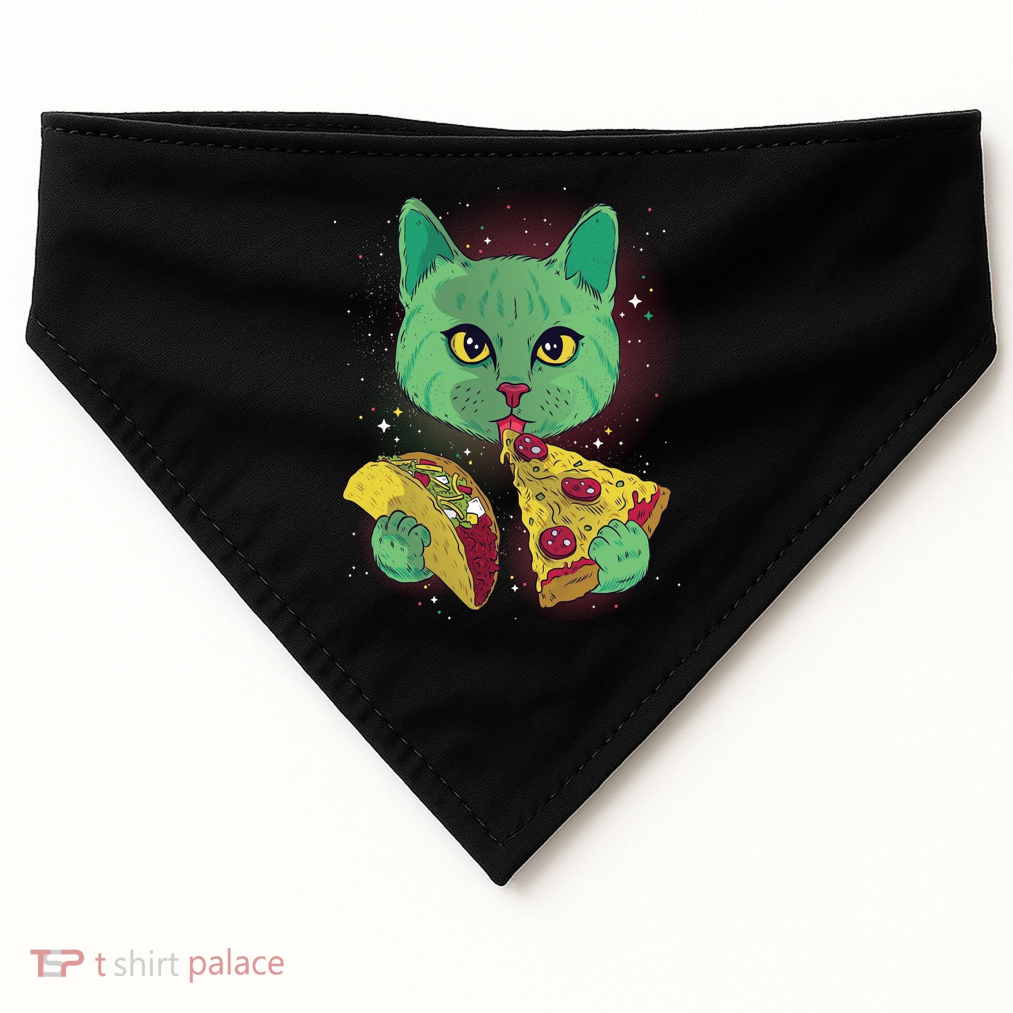 Cosmic Pizza Taco Space Cat USA-Made Doggie Bandana