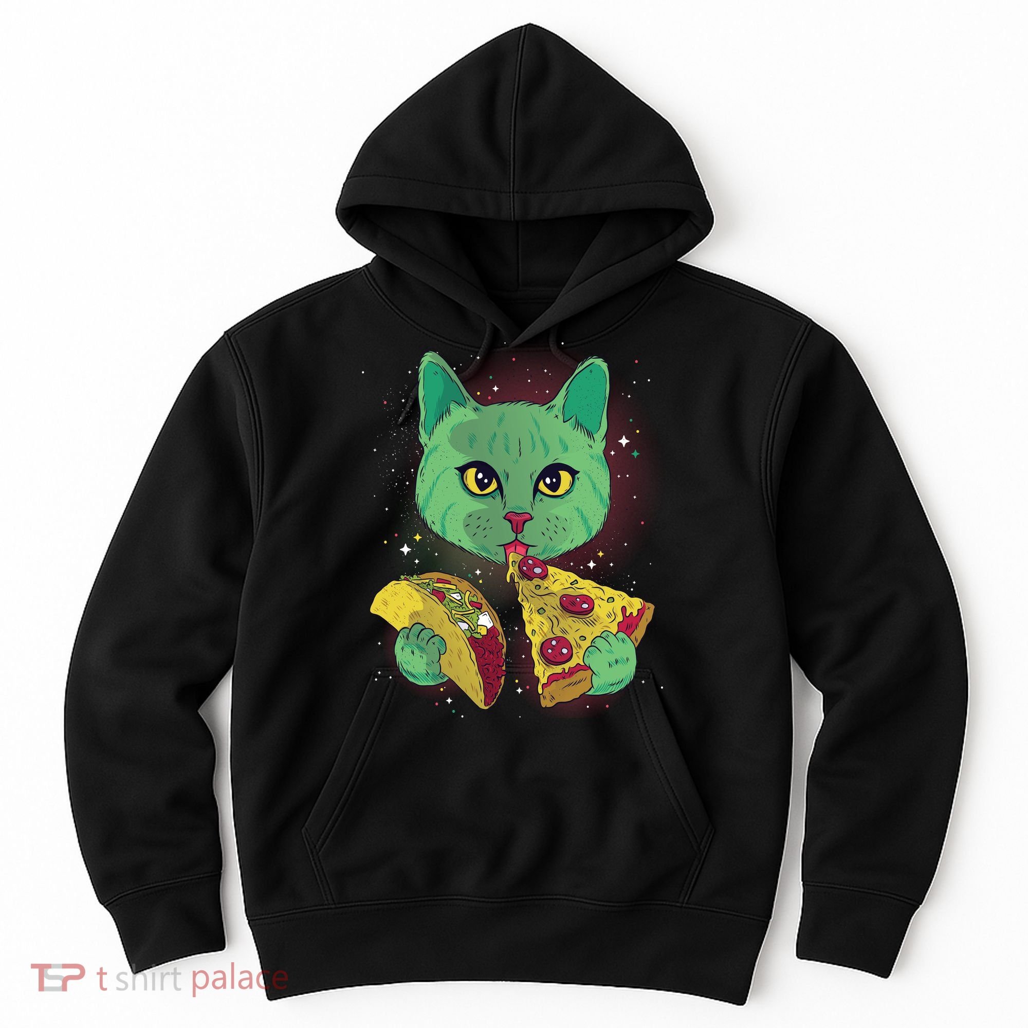 Cosmic Pizza Taco Space Cat Hoodie