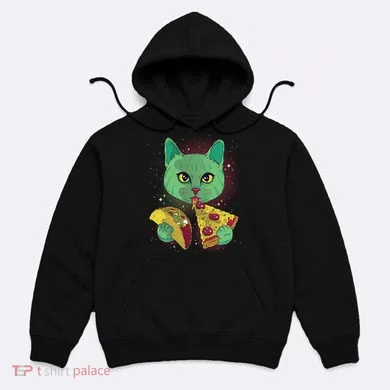 Cosmic Pizza Taco Space Cat Hoodie