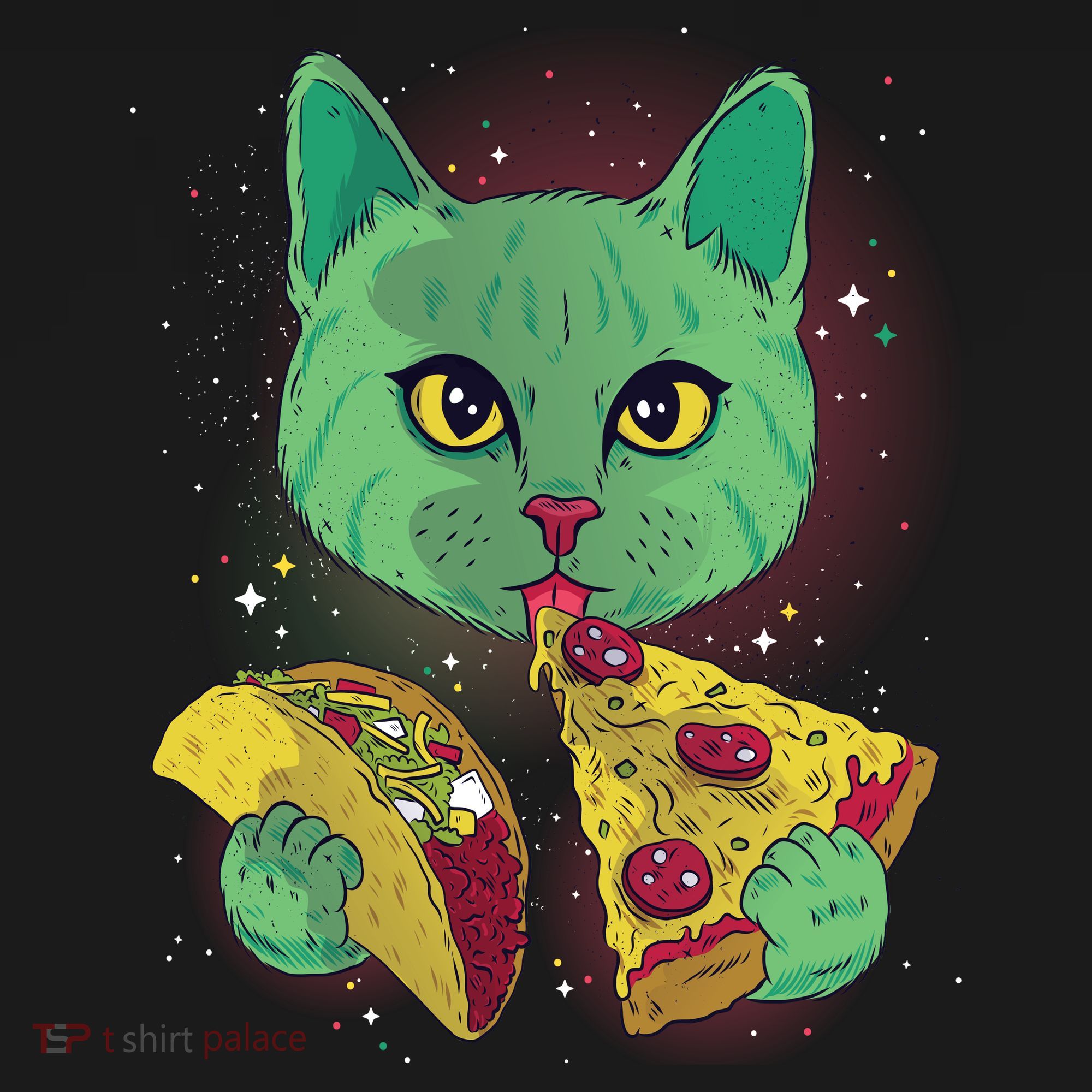Cosmic Pizza Taco Space Cat Hoodie